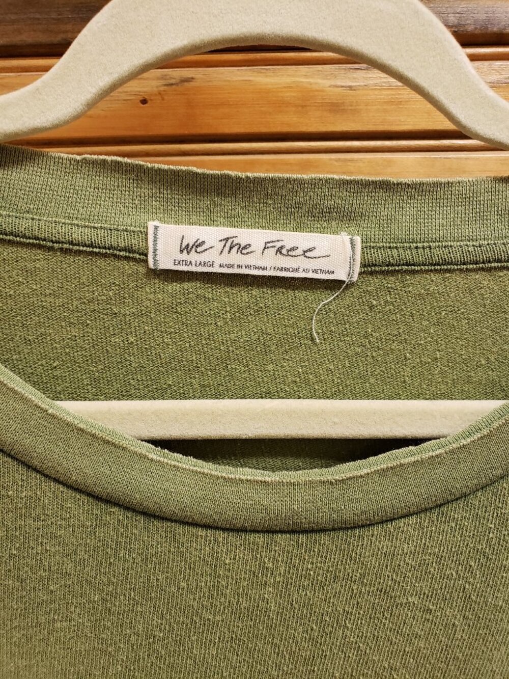 Free People We The Free Rubi Distressed Olive Green Tee Oversized XL - Picture 3 of 5